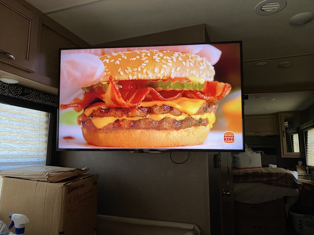 114-inches of TV in Thor ACE 30.4 Motorhome
